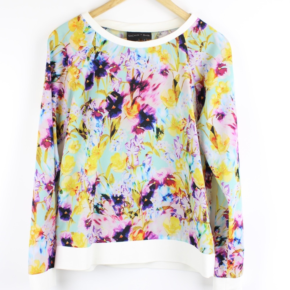Sachin + Babi Multicolor Floral Crew Neck Sweater